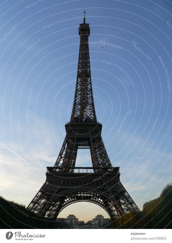 Je t'aime Eiffel Tower Paris France Twilight Transmitting station Sky