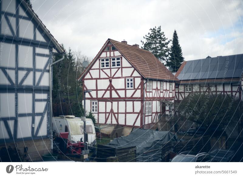 Half-timbered house in a small town in northern Hesse half-timbered Village idyll havoc