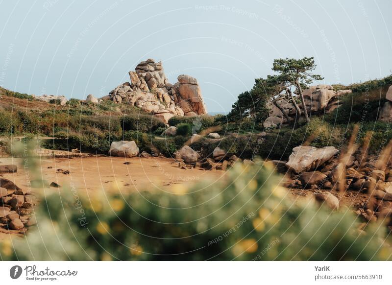 Bretagne - Felsenträume rock rocks Rock formation Rock formations france bretagne coast coastal coastal landscape red red sand hills hilly