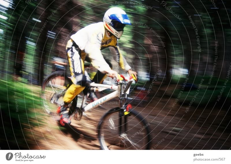 mtbiker01 Mountain bike Bicycle Forest Speed Blur Extreme sports race downhill