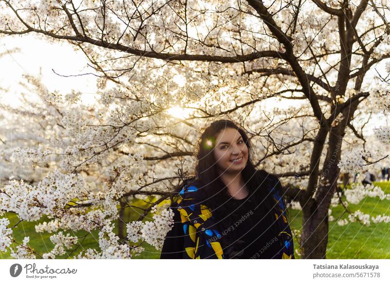 Young Beautiful Plus Size Girl among the Plants. Stock Image