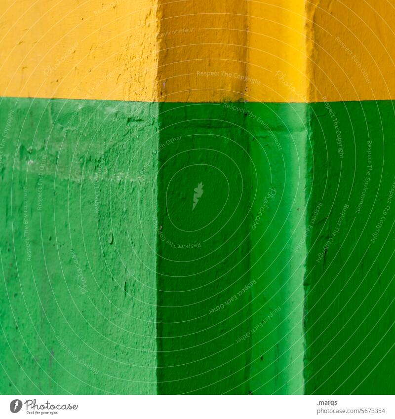 Brazil Close-up Minimalistic Background picture Illustration Colour Green Yellow Simple Wall (building) Structures and shapes Geometry Corner Sharp-edged Line