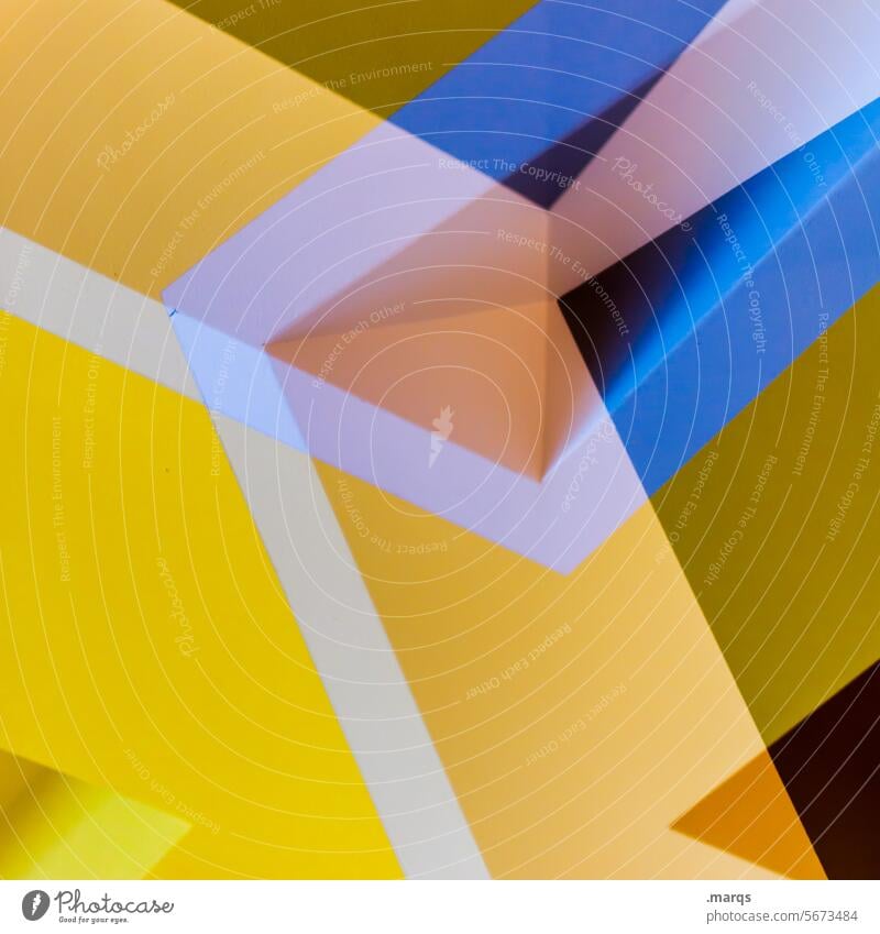 Complicated yellow Abstract Minimalistic Illustration Perspective Colour Yellow Modern Sharp-edged Exceptional Design Geometry Pattern Close-up White