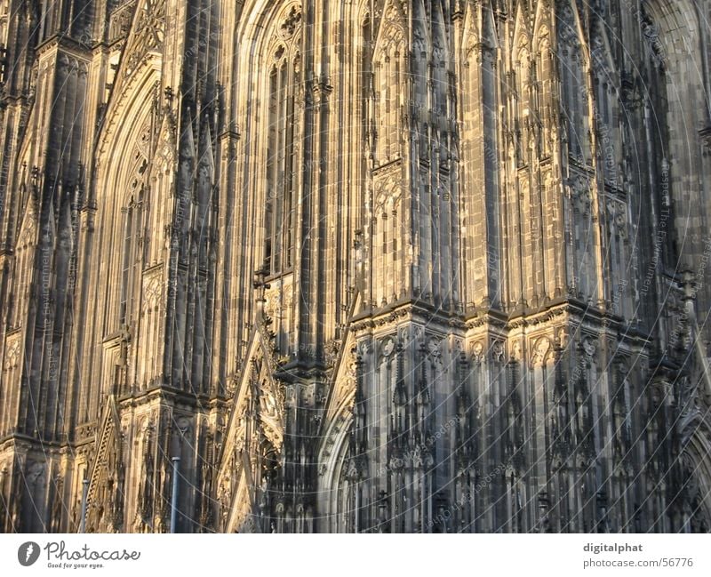 Cologne Cathedral Gothic period Light Wall (barrier) Wall (building) Dome Religion and faith close Shadow Germany Stone cathedral church Architecture