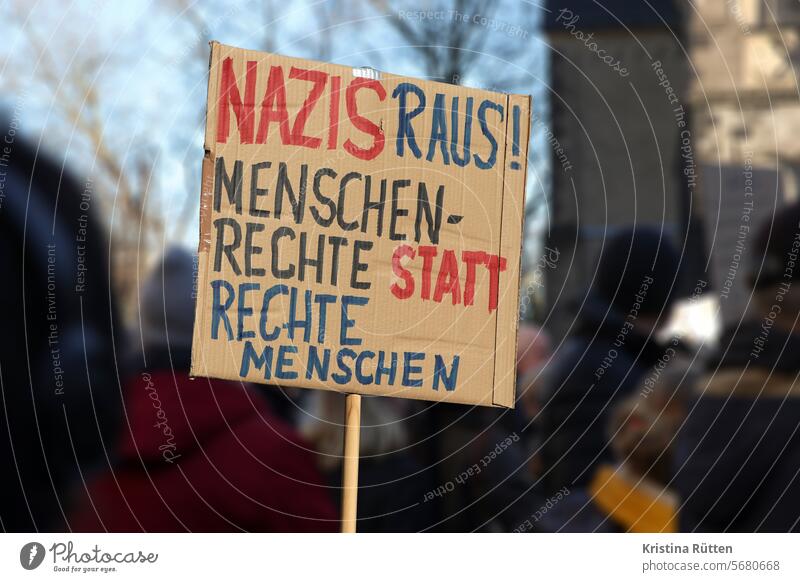 nazis out! protest sign Human rights Demo anti-fascist antifa Against Nazis National socialism Right fascists Racism Anti-semitism expression of opinion