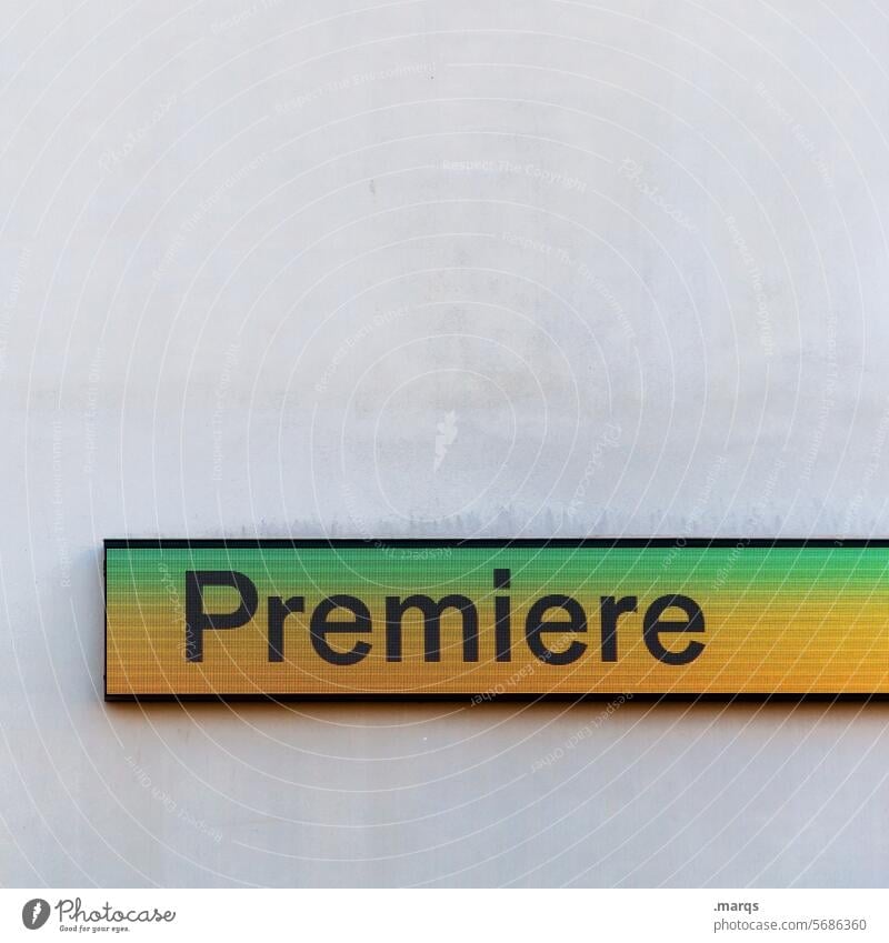 Premiere Film industry Cinema Neutral Background Entertainment industry Watching TV Characters Signs and labeling White Orange Green performance