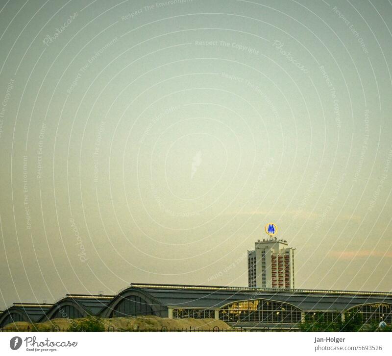 View over the roof of Leipzig Central Station to the Wintergarten Tower conservatory tower City-Hochhaus Leipzig Architecture Landmark MM logo