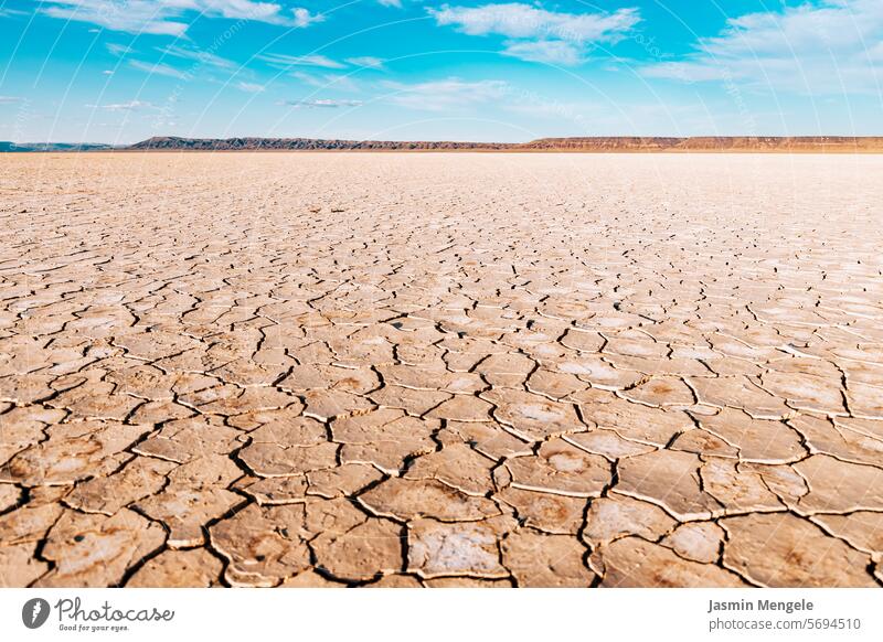 Alvord desert landscape. Sunset in the Alvord Desert. Salt plain. Steens Mountain lies the Alvord Desert. Sunshine in the desert. Cracked salt plain. crack