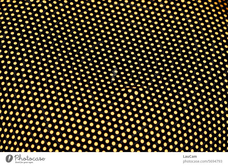 Dent in the pasta strainer points circles Pattern Pattern recognition crimped Spotted dot matrix eyeballed Back-light Detail Abstract Contrast Light Black