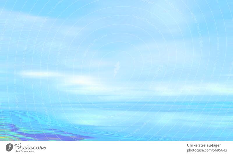 Sky, beach and sea |Abstraction in light blue and turquoise Blue Peaceful Calm Idyll Serene harmony Comforting Harmonious vacation Picturesque Water Landscape