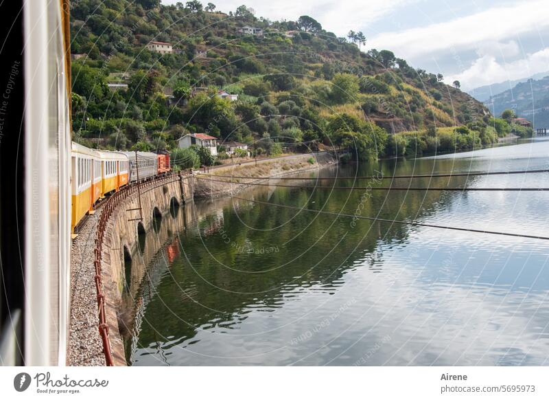 taking the bend in train Train travel Railroad Arch dizzy Public transit Means of transport wagon Elegant Driving Passenger train Nostalgia Engines