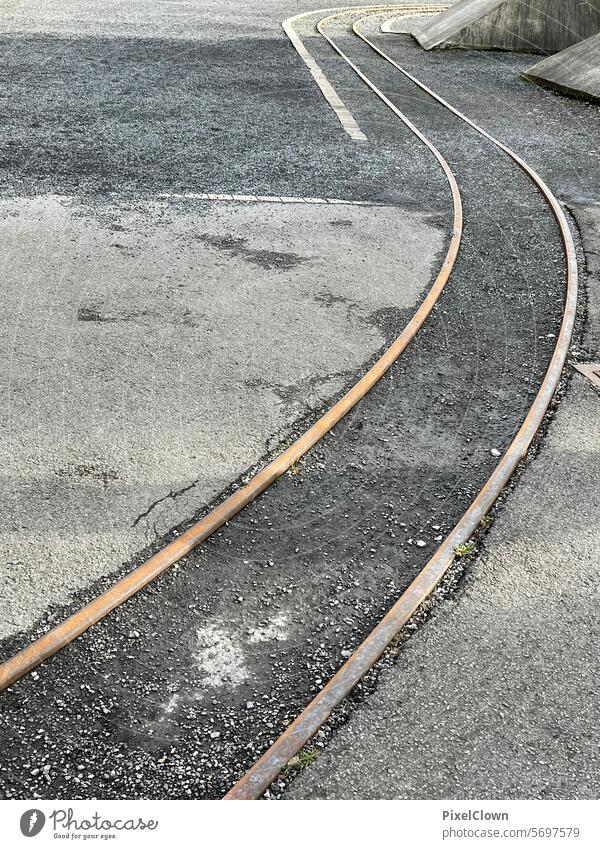 Railroad tracks to nowhere railway tracks Transport Track Public transit Rail transport Exterior shot rails Deserted Logistics Means of transport