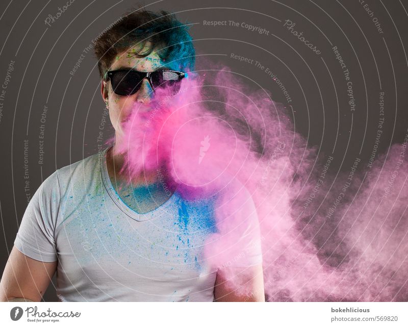 In your Face 7 Human being Masculine 1 18 - 30 years Youth (Young adults) Adults Breathe Crazy Blue Multicoloured Pink White holi Dye Colour Play of colours