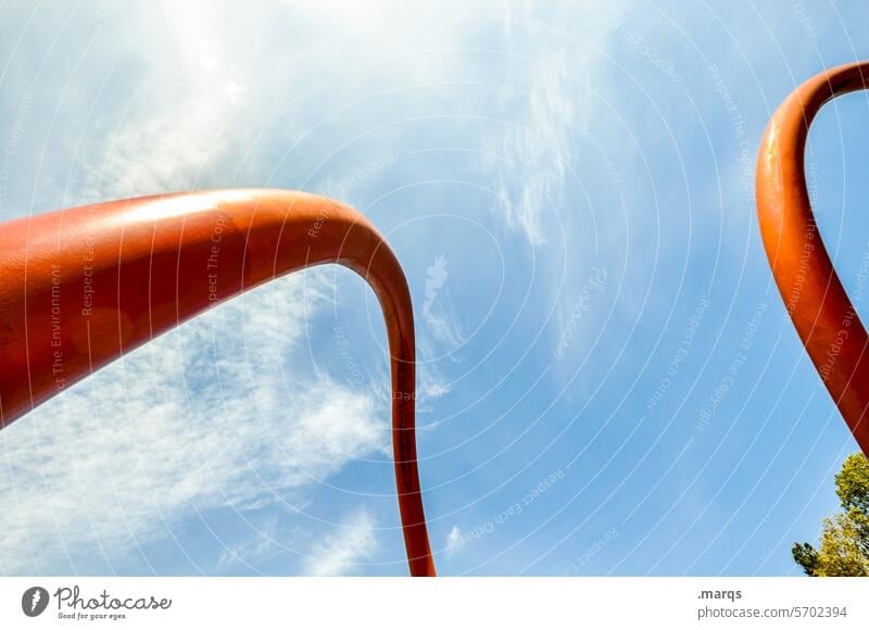 common thread Pipeline Conduit Lose the thread Clouds Symbols and metaphors Positive flow Dynamic Esthetic Arch Beautiful weather Sky Contrast Red Dynamics