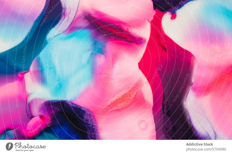 Vibrant abstract ink colors in water texture background vibrant pink blue black swirl pattern fluid motion wallpaper art design colorful gradient mix liquid