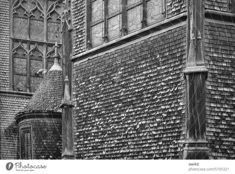 Wooden church walls Honfleur Church detail Sainte Catherine Catholic wooden church Old Historic Dignified Landmark Tourist Attraction Architecture Building