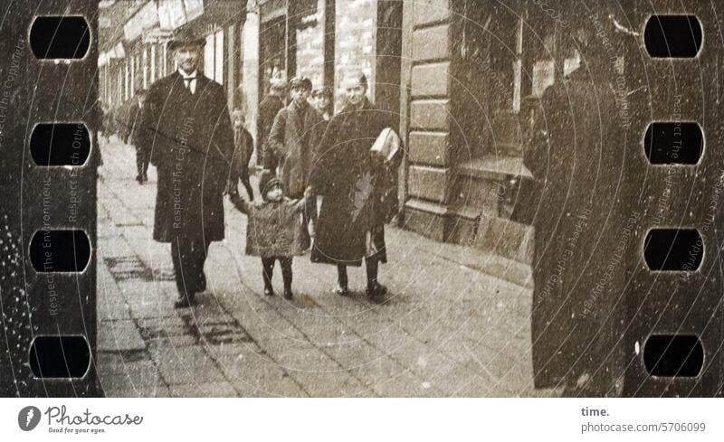 Outing with a child Child Woman Man Sidewalk go for a walk look stop then Historic House (Residential Structure) Building Architecture Street urban city