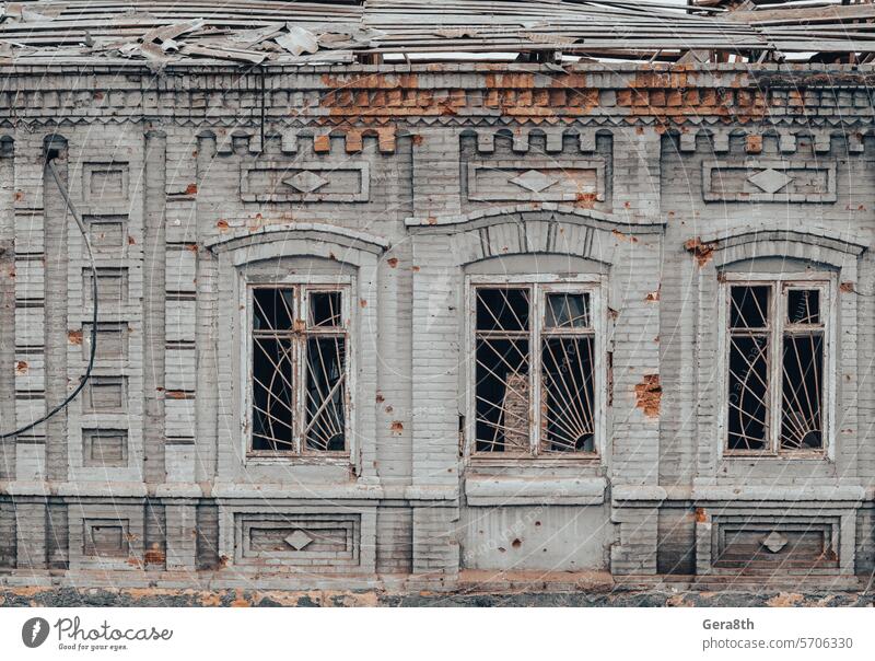 destroyed and burned houses in the city Russia Ukraine war - a Royalty ...