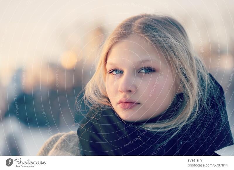 Portrait of a girl. young blond hair Winter woman lifestyle caucasian person people beautiful one female light skin youth healthy cute bright lady white face