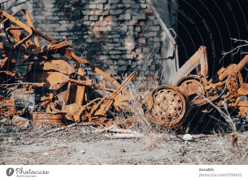 damaged and looted cars in a city in Ukraine during the war Donetsk Kherson Lugansk Mariupol Russia Zaporozhye abandon abandoned attack blown up bombardment