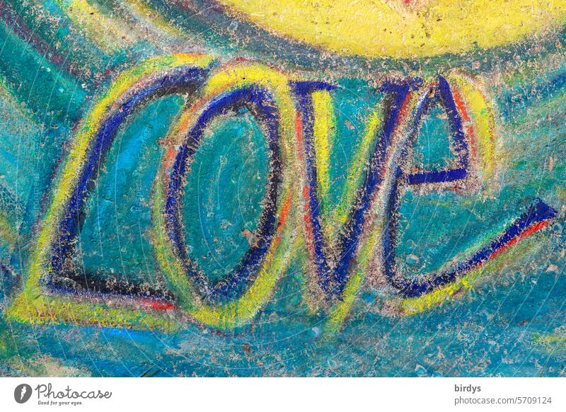 Love, colorful graffiti In love Word Graffiti variegated kind Characters Infatuation Happy Emotions full-frame image Multicoloured