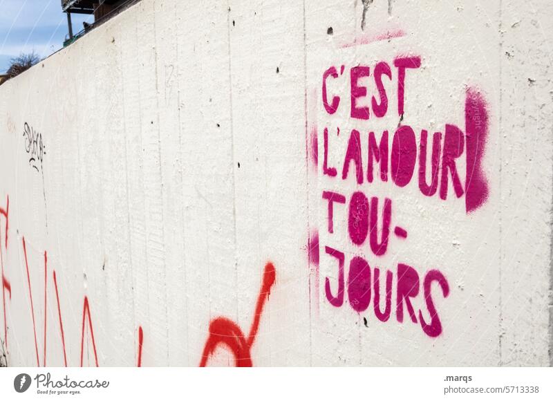L'Amour toujours Graffiti Wall (building) Red White street art Characters French Love controversial Relationship Emotions Infatuation With love