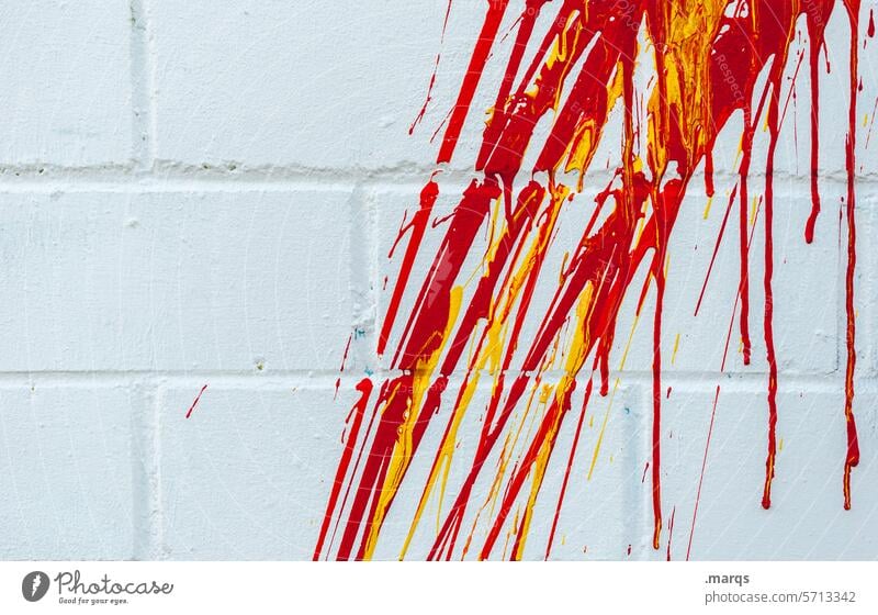 Assassination attestation Wall (building) white Drop Red Colour Crime scene Graffiti bloody Fluid Inject Dye Progress Close-up