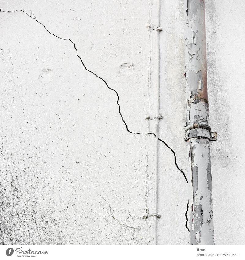 Good luck! | A world of its own behind every wall Wall (barrier) Wall (building) Downspout Crack & Rip & Tear Old urban Tracks Hollow Facade Transmission lines