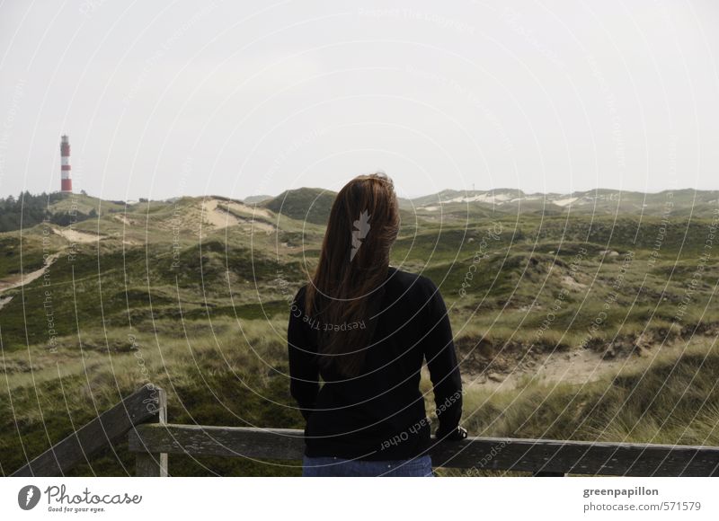 Woman looking over the dunes of Amrum Healthy Eating Athletic Fitness Well-being Relaxation Calm Cure Vacation & Travel Tourism Trip Far-off places Sightseeing