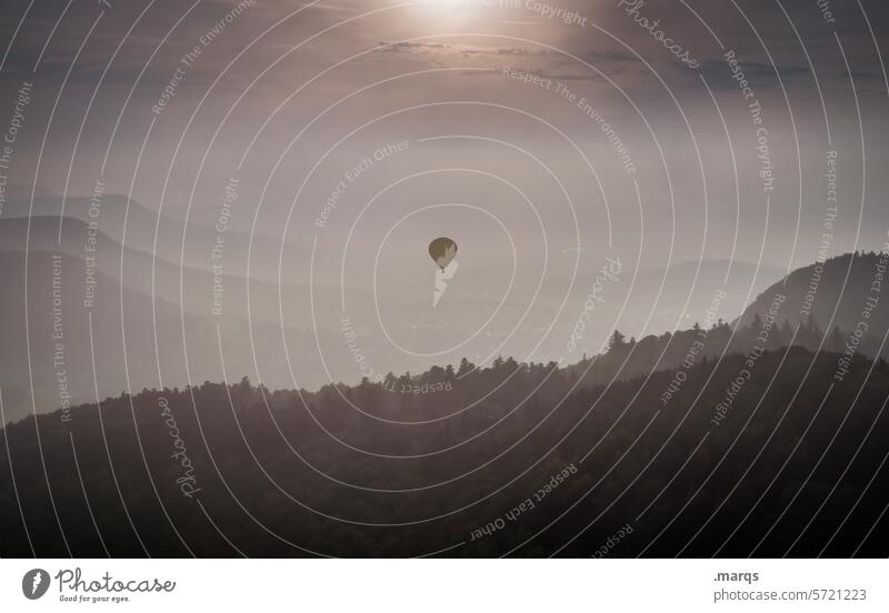 balloon ride Freedom pretty Hill Sky Landscape Nature Back-light Evening Loneliness Contentment Happy Joy Moody Infinity Relaxation Aviation Forest Sun Horizon