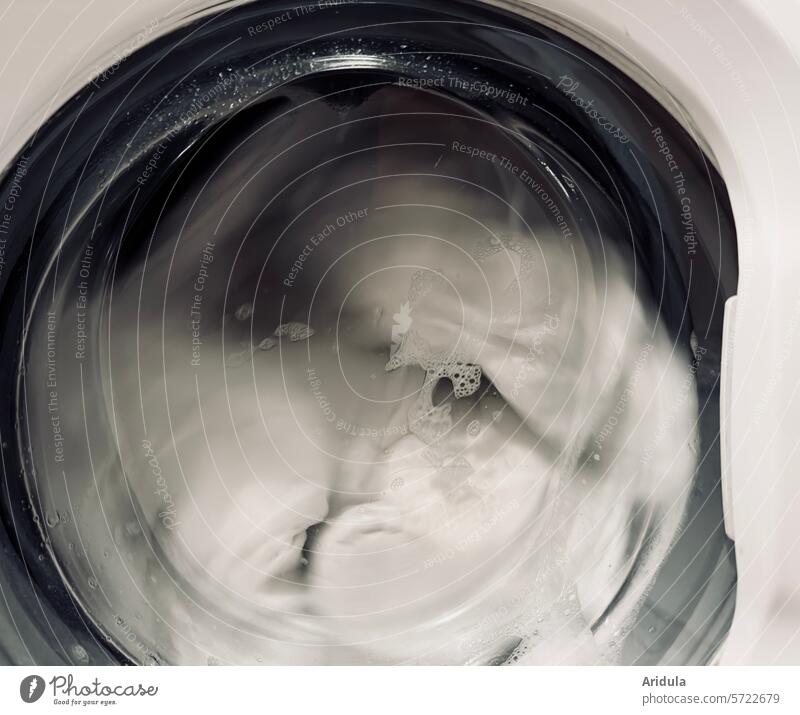 White laundry in the spin cycle Washer Laundry catapult Washing Clean Household Living or residing Fresh Foam Detergent Photos of everyday life Washing day