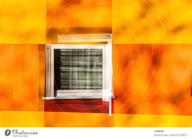 windows Abstract Exceptional Window Facade Architecture House (Residential Structure) Yellow Irritation Design Perspective dwell Curtain Pattern Close-up Orange