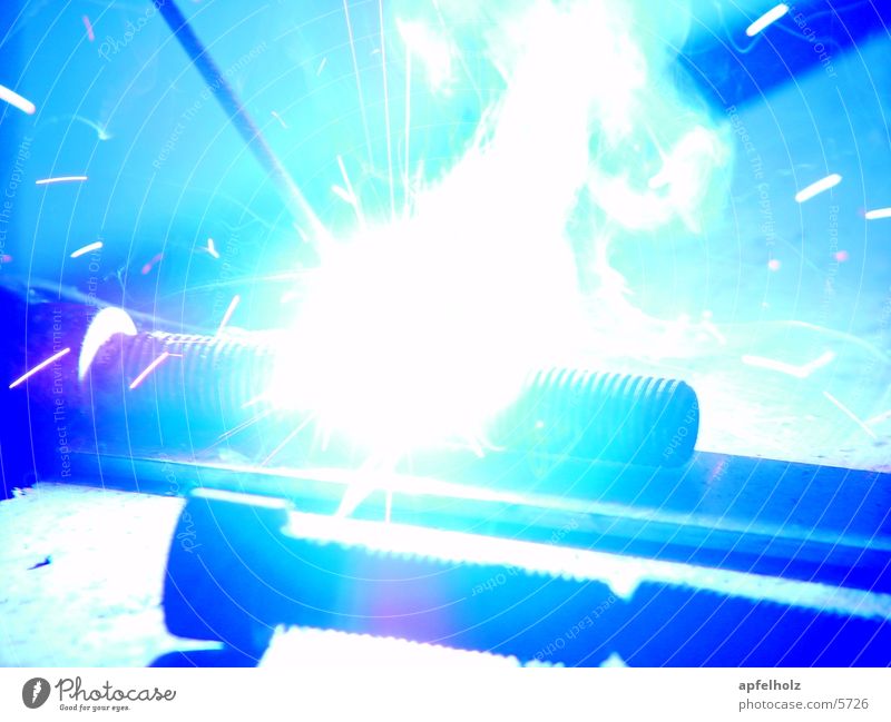 welding in blue Light Electrical equipment Technology Work and employment Metal sweat Blue