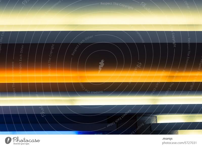 night shift Lighting Artificial light Stripe Close-up Black Yellow Orange Dark Illustration Abstract Structures and shapes