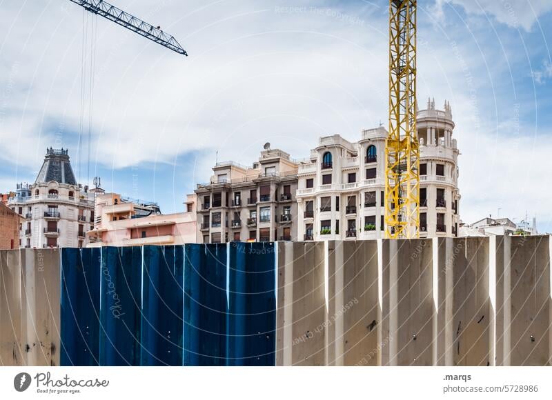 Spanish construction site Construction crane Crane Change Construction site New building Advancement Building Manmade structures unfinished Economy Growth