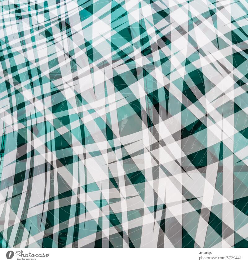 confusion Abstract Line Structures and shapes White Black Green Facade Design Style Modern Double exposure Crazy disorientation Background picture Pattern