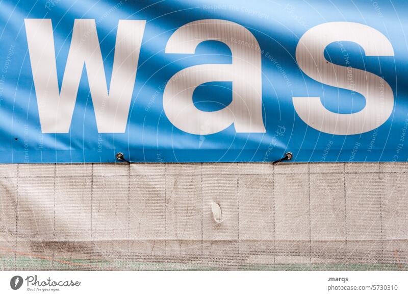 what Typography Blue Wall (building) Advice Interest Characters What Remark Word Ask Letters (alphabet) What? embassy banner White