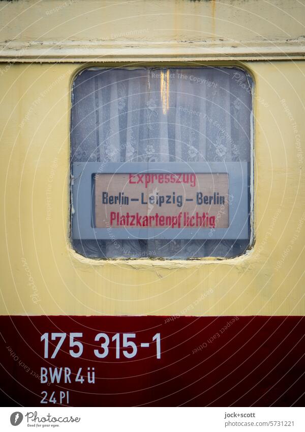 Express train Berlin-Leipzig-Berlin with compulsory seat reservation Train Detail Window Vacation & Travel Railroad Means of transport GDR Curtain