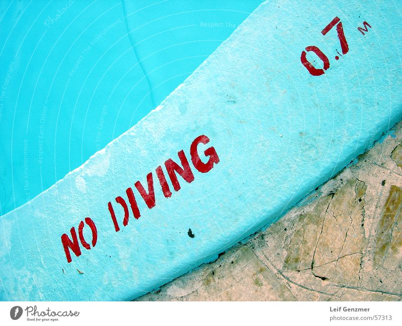 no diving at all Turquoise Swimming pool Dangerous Bans Threat Level Respect no jumping