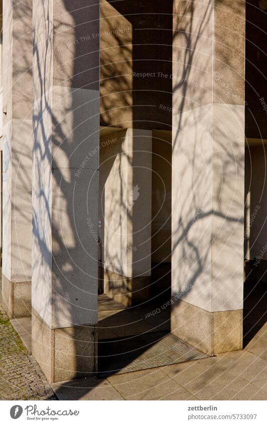 Shadows on pillars Old building on the outside Fire wall Facade House (Residential Structure) rear building Backyard Courtyard Interior courtyard downtown Kiez
