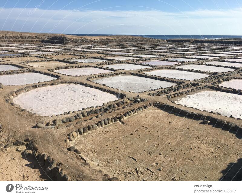 Salt extraction salt extraction Saltworks Exterior shot sea salt Deserted Majorca Water Colour photo Blue White