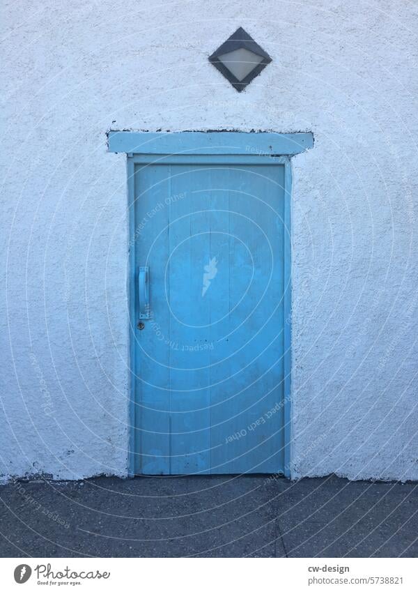 emergency exit Blue door White Wood Contrast