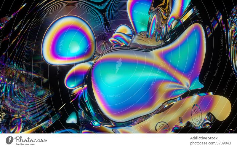 Abstract colorful liquid shapes on a dark background abstract gradient neon reflection digital artwork vibrant backdrop fluidity movement surface reflective