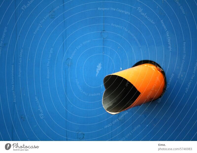 Interesting variant conduit Wall (building) Wooden wall effluent Transport Transmission lines Construction site Blue Orange Conduit Effluent Provision