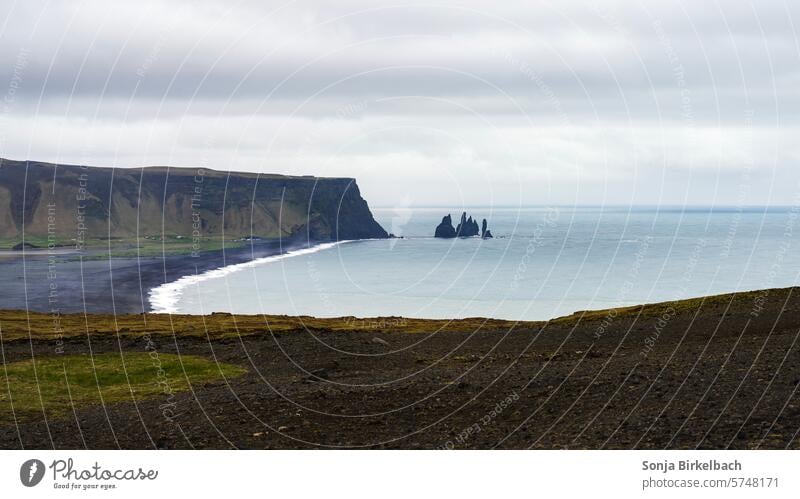 Reynisfjara and Reynisdrangar Iceland Icelandic Beach basalt rocks Troll rock black beach Sand Black Lava Volcanic Landscape Nature coast Rock Ocean Water