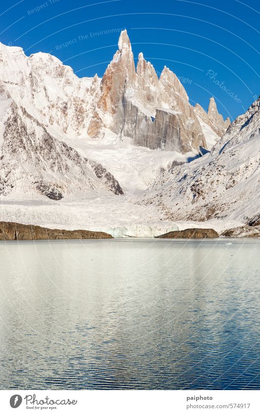 lake and cerro torre close up Lake Mountain Patagonia Pristine Pure Remote Rock Sky Snow Vacation & Travel Alps Climate Clouds Colour photo Day