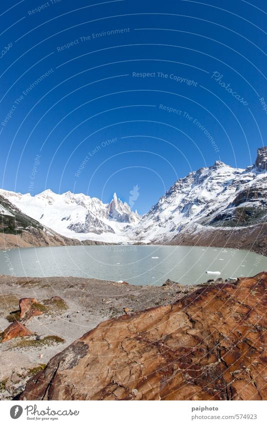 lake and cerro torre Lake Mountain Patagonia Pristine Pure Remote Rock Sky Snow Vacation & Travel Alps Climate Clouds Colour photo Day Deep depth of field