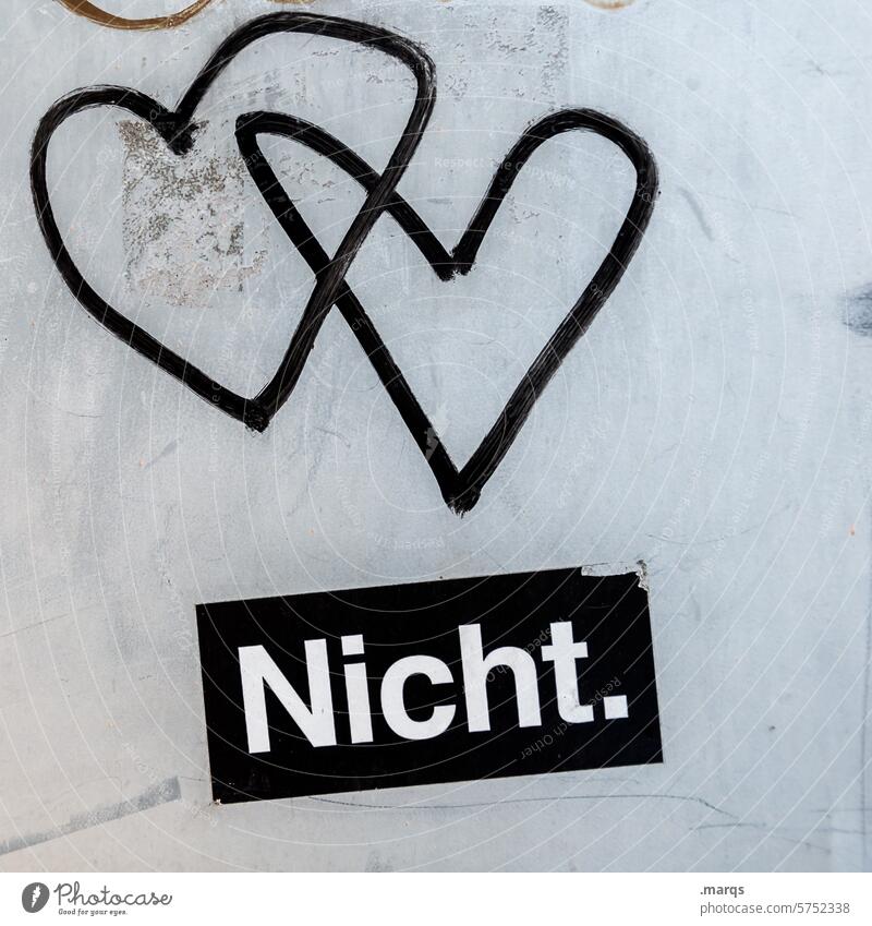 I love you not Heart Disappointment Longing unloved Lovesickness Gray Graffiti Emotions Sadness Loneliness Pain sad uncharitably Without love