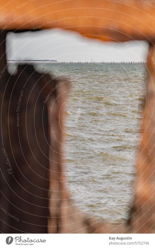 View on Amrum Vista rusty Rusty times Shellfish farm mussel growing Corrosion Rusty sheet piling Weather Oxide Iron Shell banks Mooring post Clue Ferrous metals