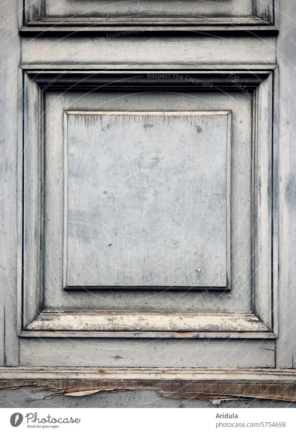 Old gray coffered door Frame and panel door front door Front door Gray Colour flaking paint House (Residential Structure) Building Detail Entrance Wood
